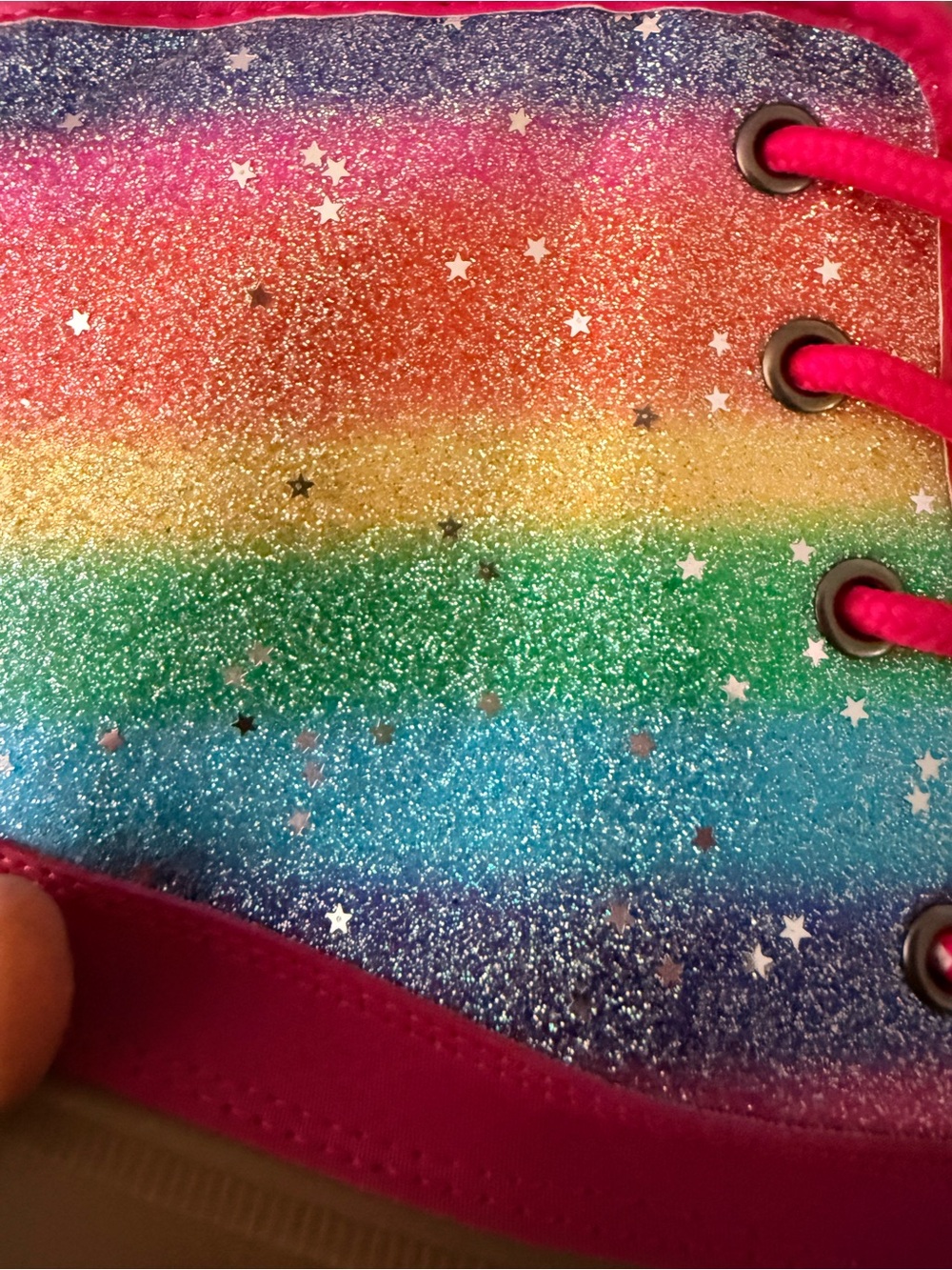 Rainbow Ombre Glitter Duck Boots Lace Up Sherpa Girl's. 
Size 5 - Picture 13 of 13